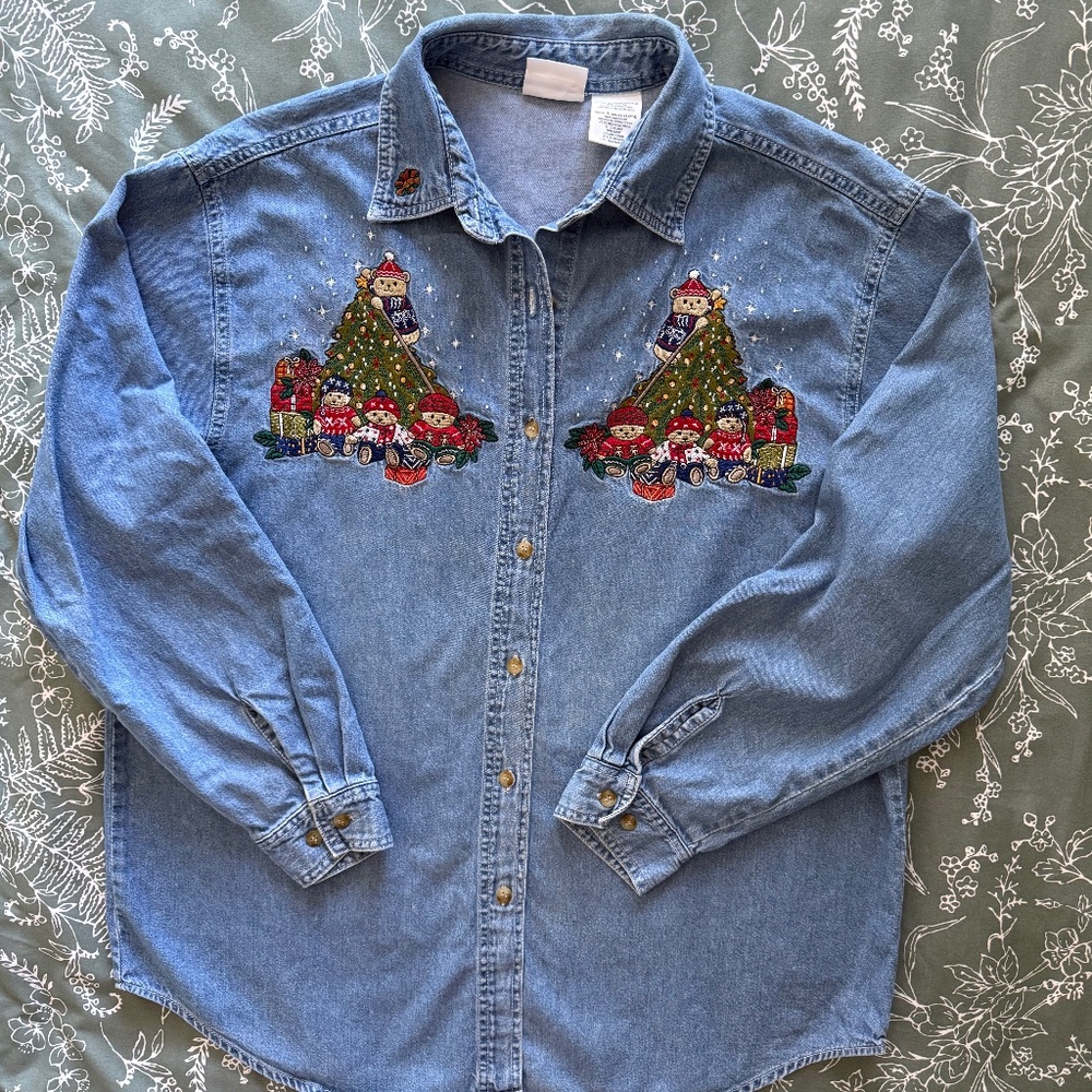 Bobbie Brooks Vintage Christmas Jean Shirt L